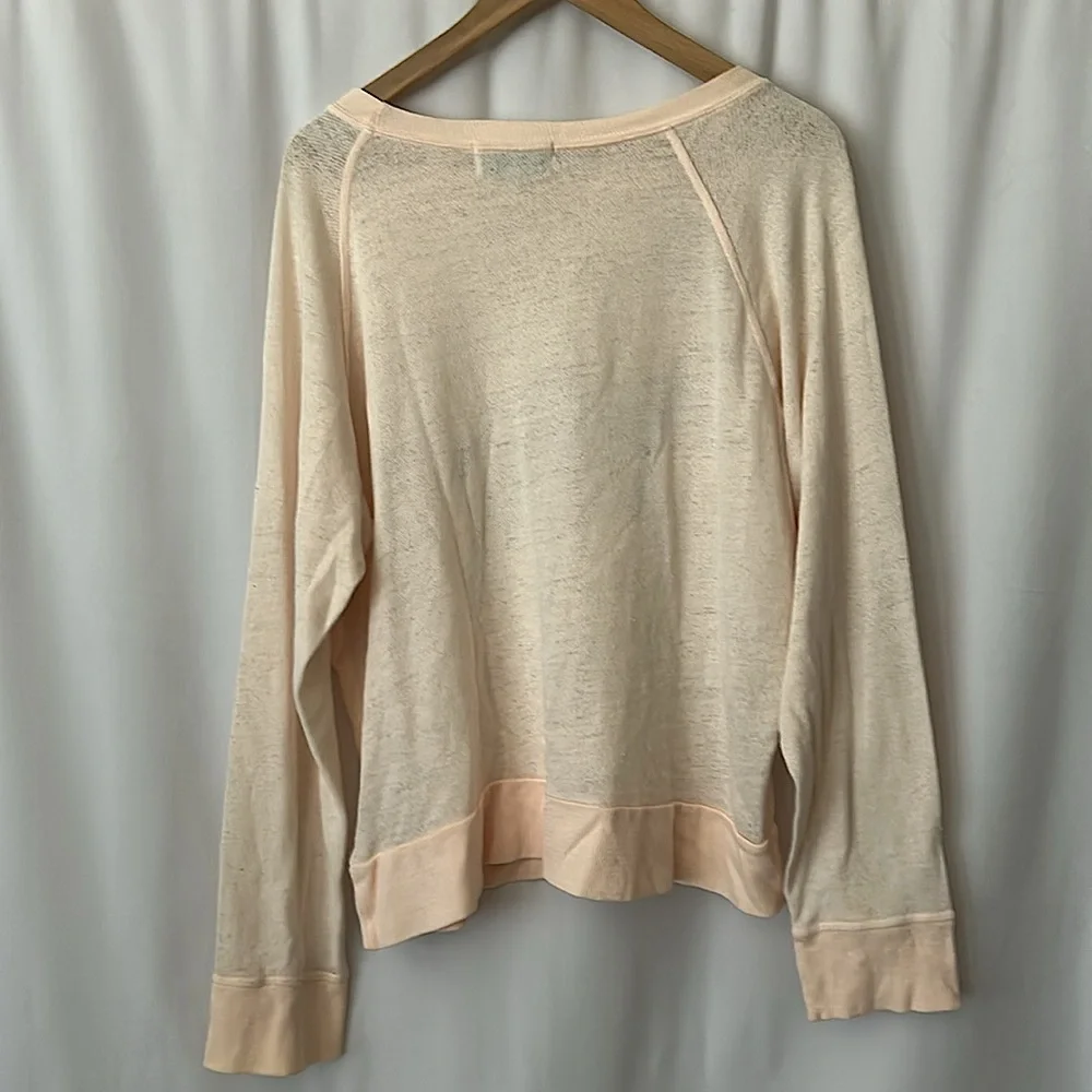 Wildfox Peach Paris Long Sleeve Sweater Shirt Top **Size L** 🌸🌸 - Picture 2 of 5
